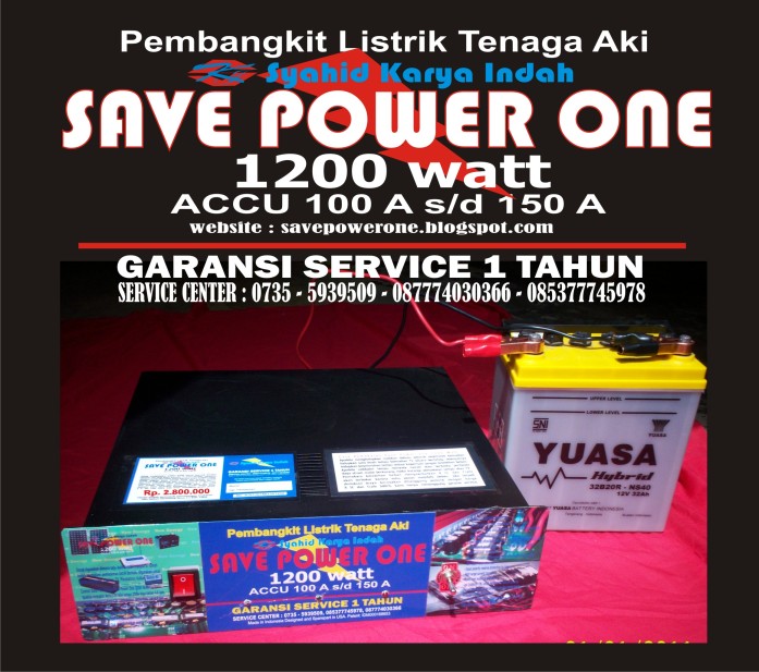 Pembangkit Listrik Tenaga Aki SAVE POWER ONE otomatis 